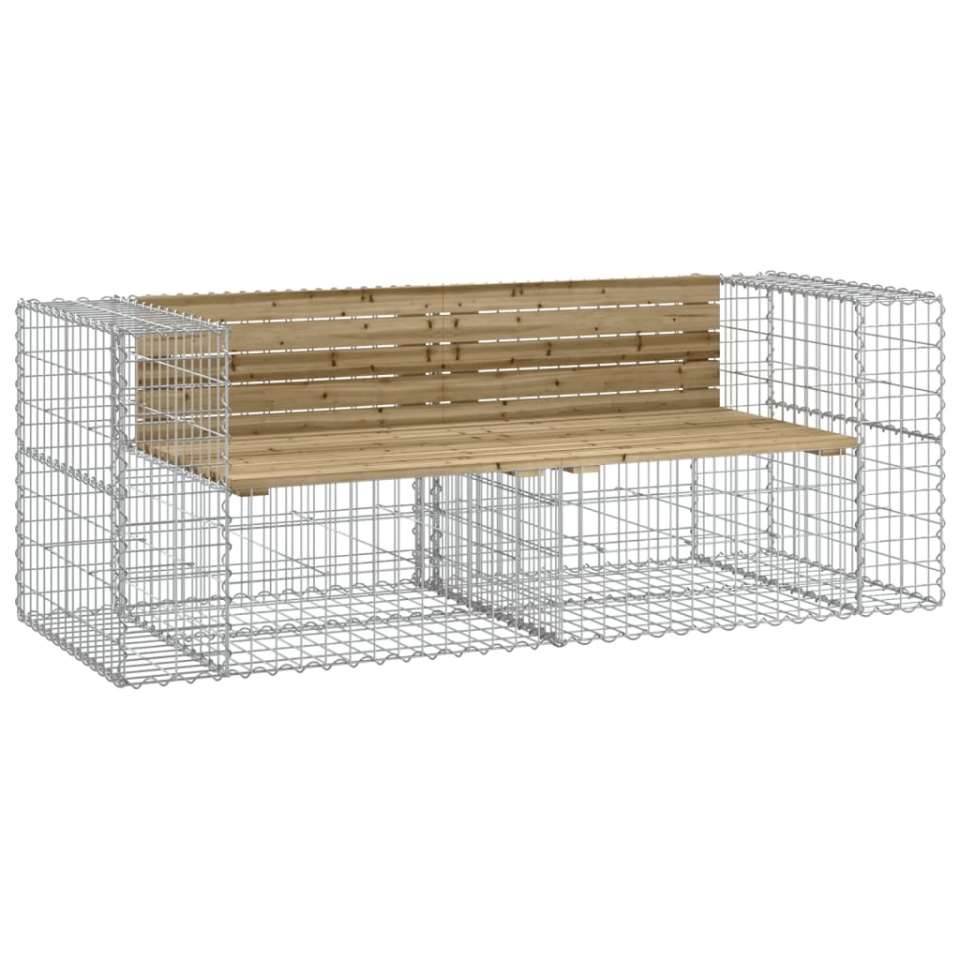 Bancă de grădină cu gabion, 184x71x65,5 cm, lemn pin impregnat - 1 | YEO