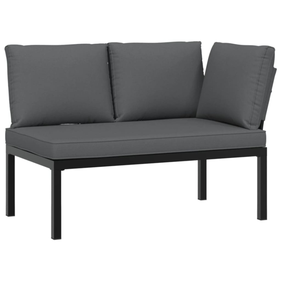 Bancă de grădină cu perne, negru, aluminiu - 1 | YEO