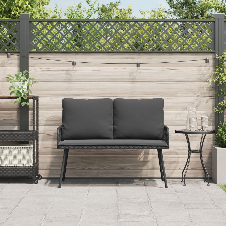 bancă de grădină Negru 114x64x78 cm Poliratan - 2 | YEO