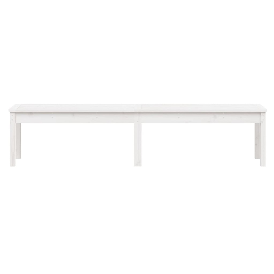 Bancă grădină 2 locuri, alb, 203,5x44x45 cm, lemn masiv de pin - 3 | YEO