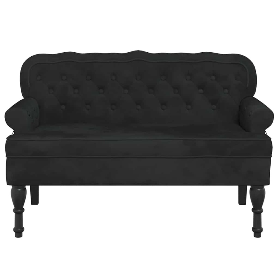 Banchetă cu spătar, negru, 119,5x64,5x75 cm, catifea - 3 | YEO