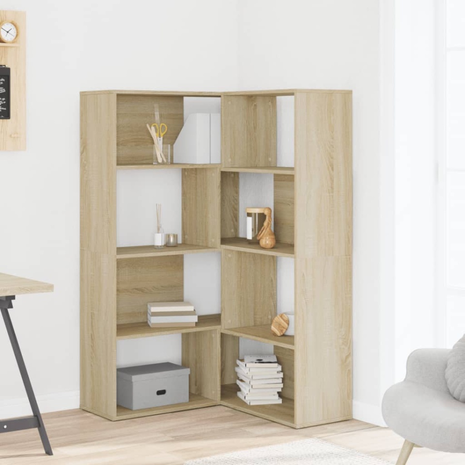 Bibliotecă de colț cu 4 niveluri stejar sonoma 85x85x140cm lemn - 2 | YEO