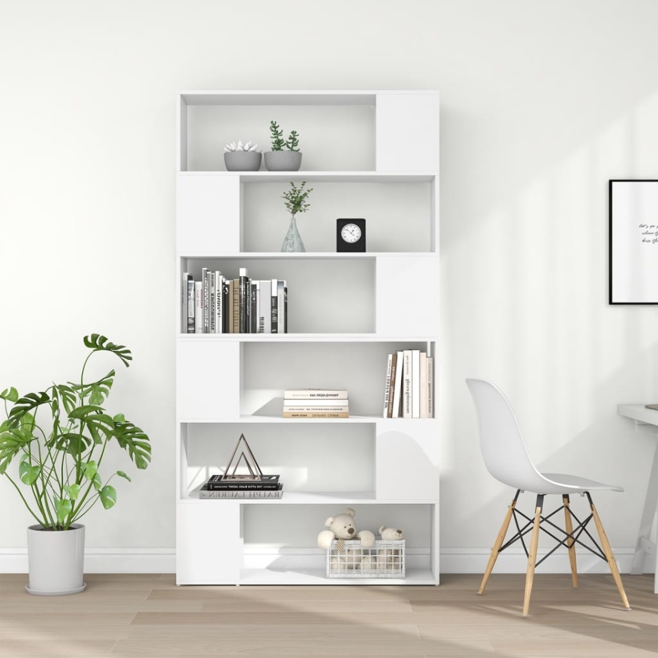 Bibliotecă/Separator cameră, alb, 100x24x188 cm - 2 | YEO
