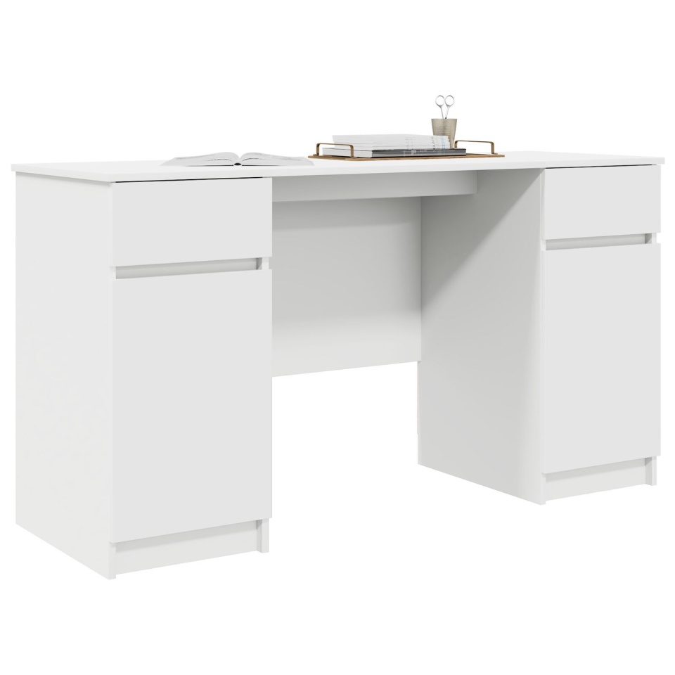Birou, alb, 140x49x76 cm, lemn prelucrat - 2 | YEO