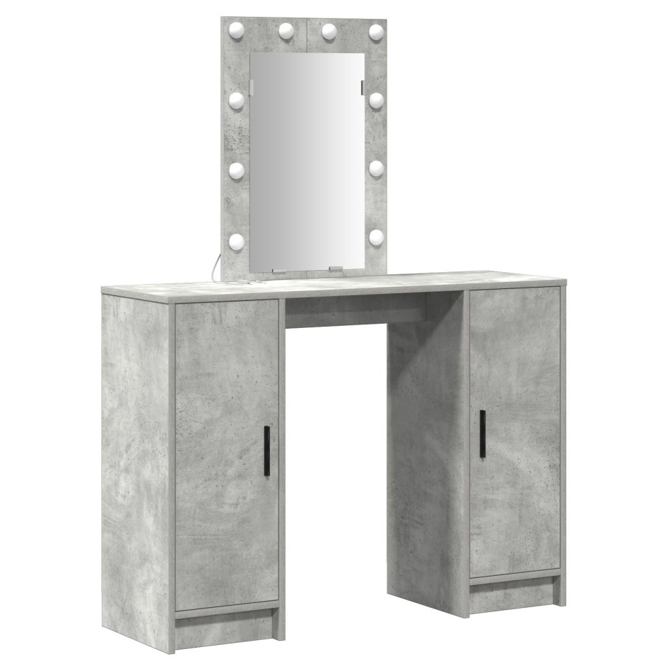 Birou de toaletă cu lumini LED Gri beton 102x33x135 cm - 1 | YEO