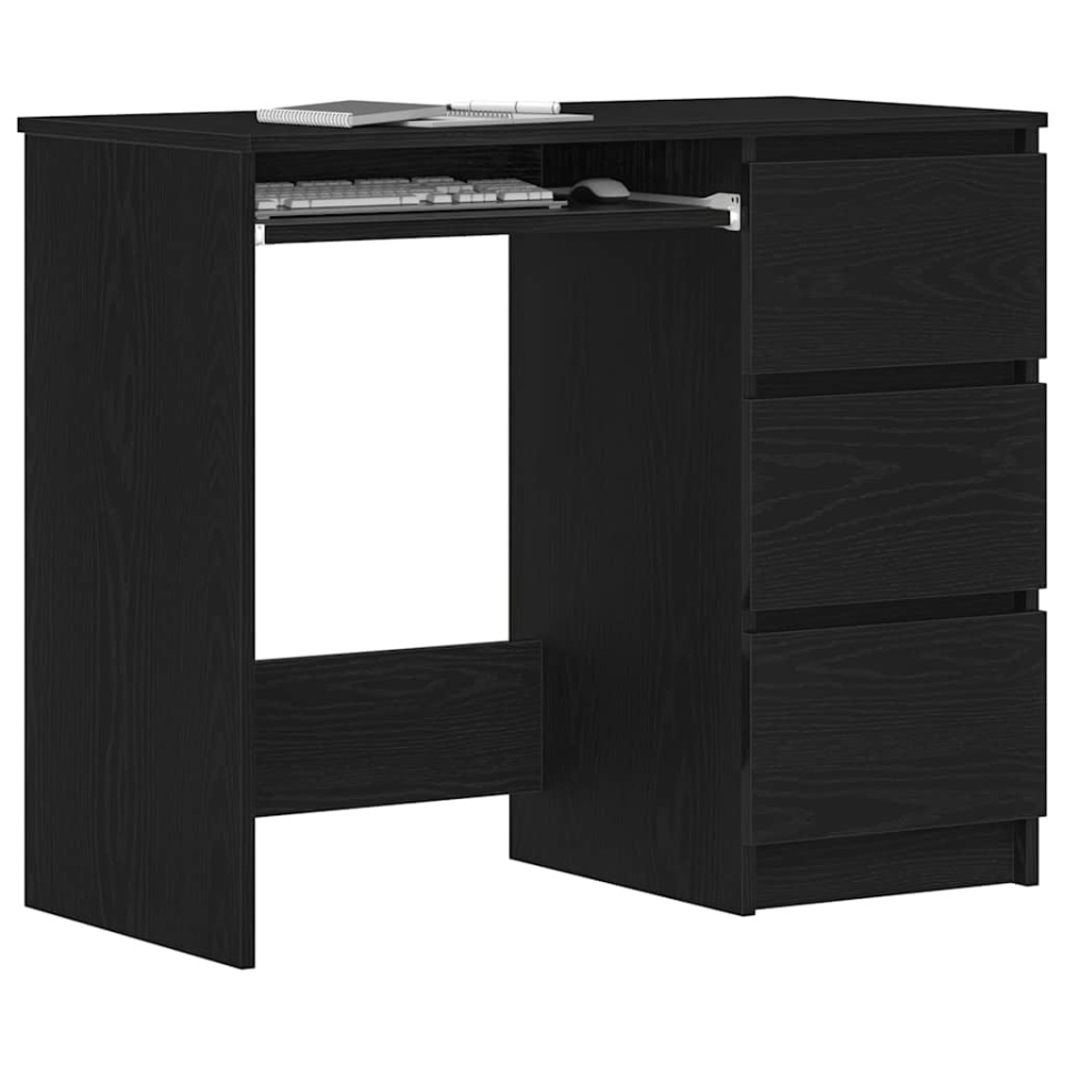 Birou Stejar negru 90x45x76 cm Lemn prelucrat - 3 | YEO