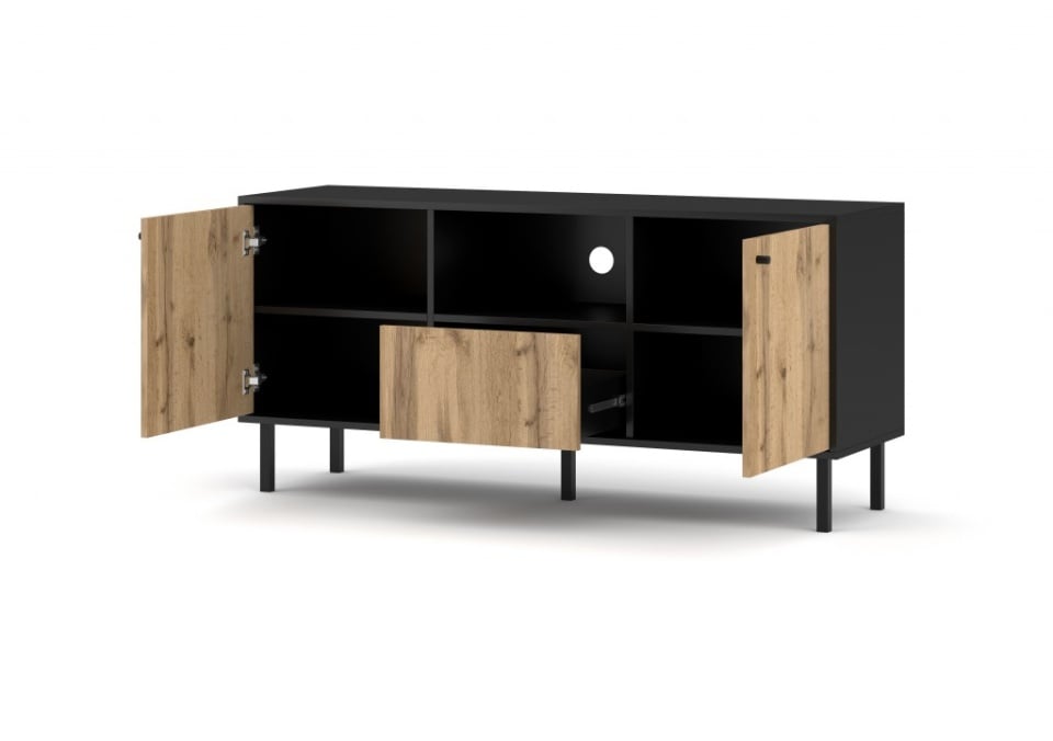 Bospe Tv Stand 2D1S Black/Wotan 2K - 2 | YEO