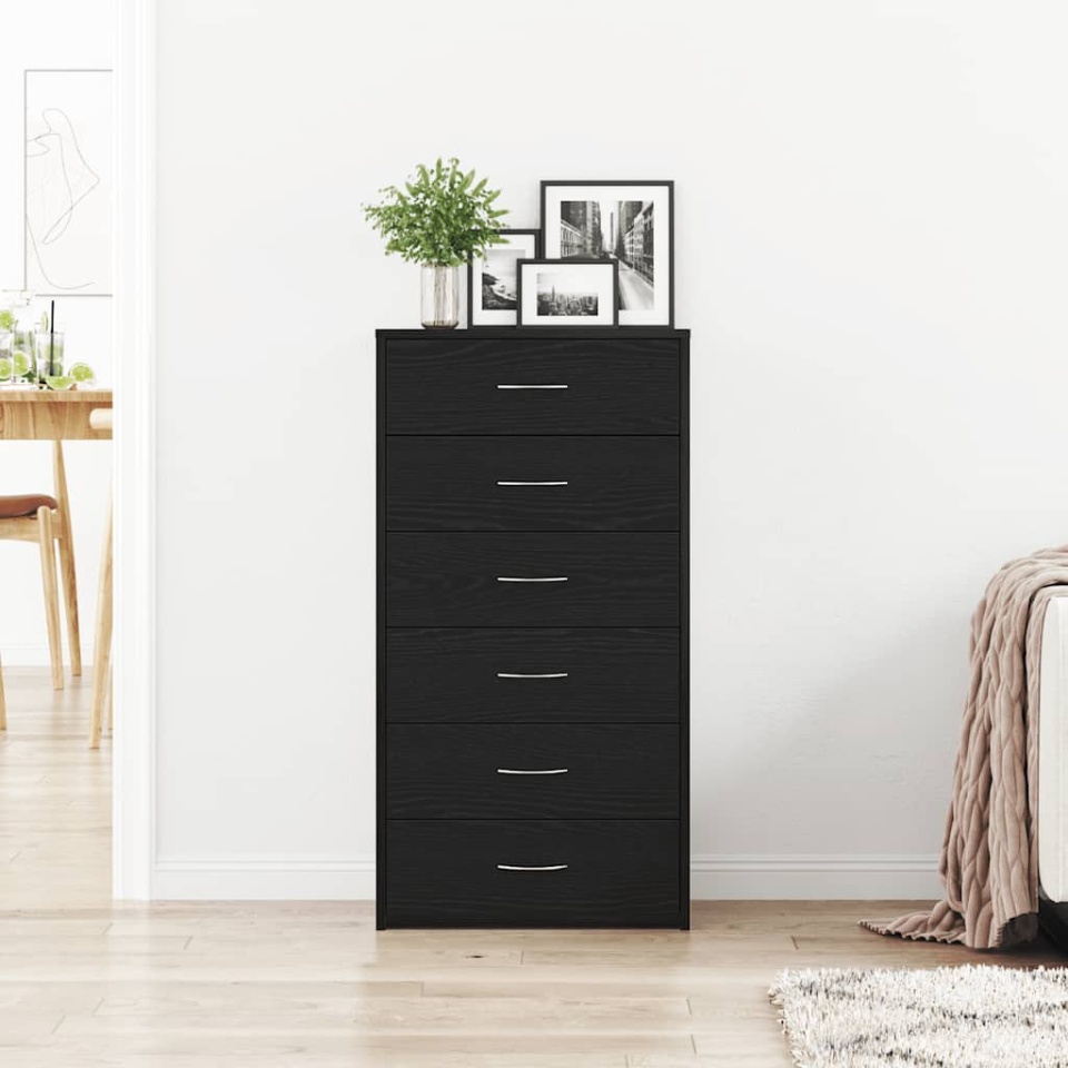 Bufetă cu 6 sertare Stejar negru 50x34x96 cm Lemn prelucrat - 2 | YEO