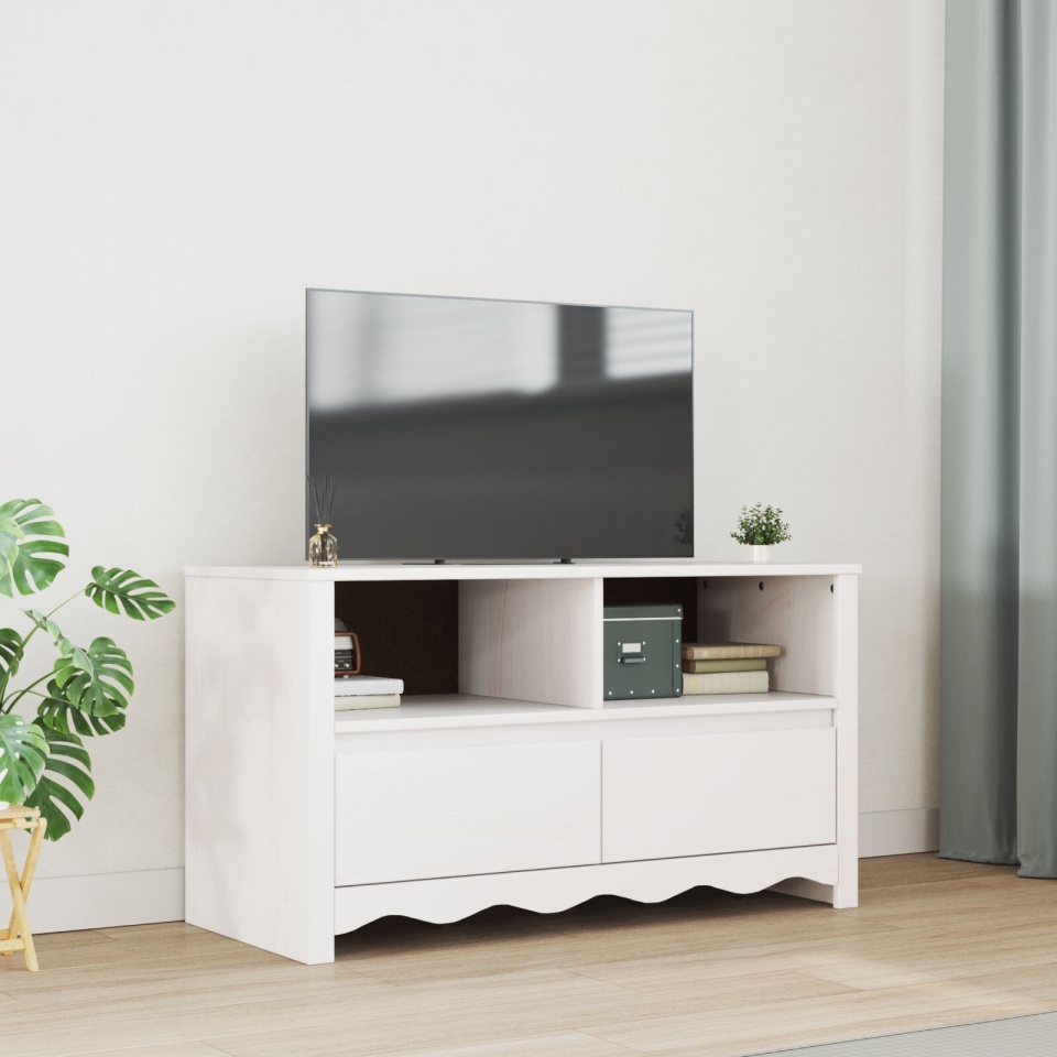 Cabinet TV DRAMMEN Alb 99x43x55 cm Lemn solid Pin