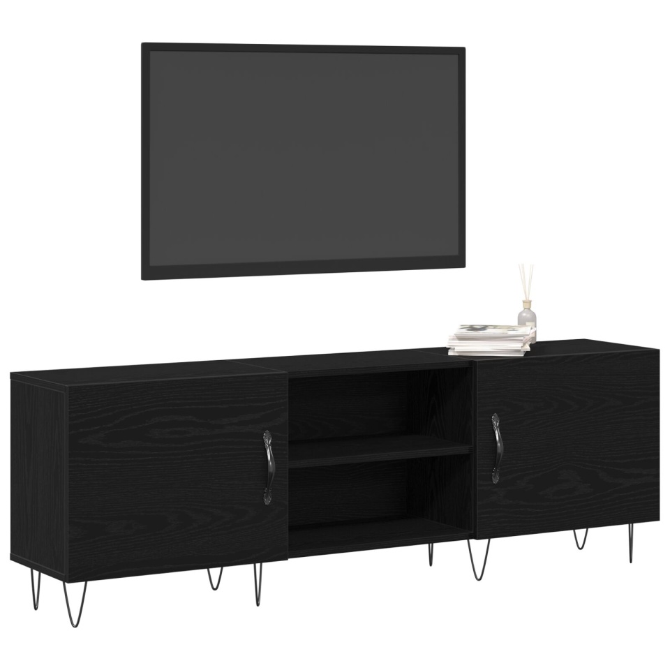 Cabinet TV Negru Stejar 150x30x50 cm Lemn prelucrat - 2 | YEO