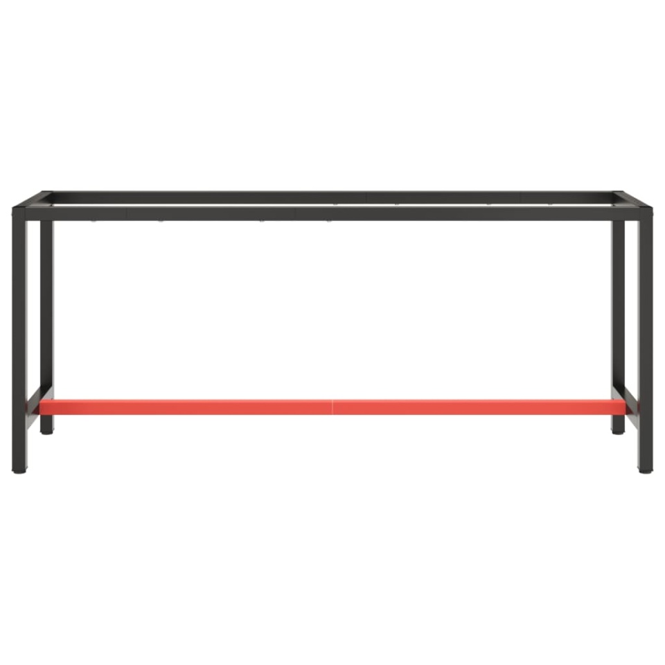 Cadru banc de lucru, negru mat/roșu mat, 190x50x79 cm, metal - 2 | YEO