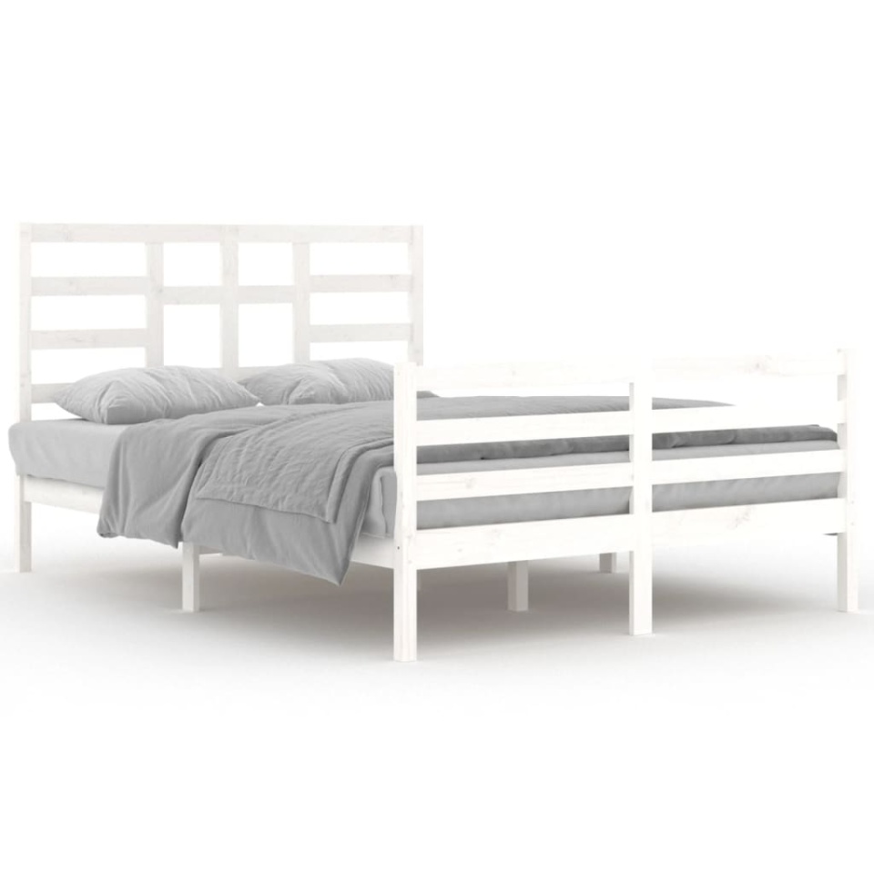 Cadru de pat, alb, 140x200 cm, lemn masiv - 1 | YEO
