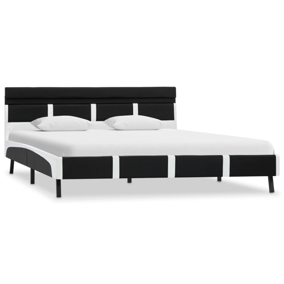 Cadru de pat cu LED, negru, 140 x 200 cm, piele ecologică - 1 | YEO