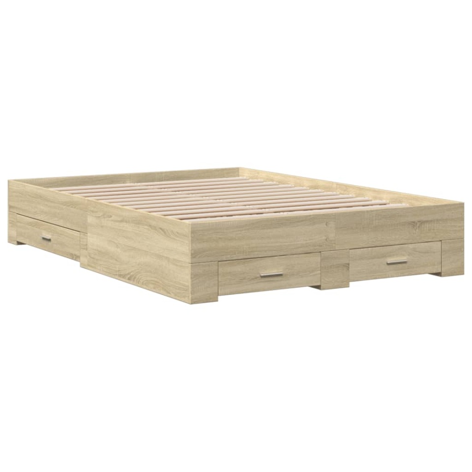Cadru de pat cu sertare stejar sonoma 140x190 cm lemn prelucrat - 2 | YEO