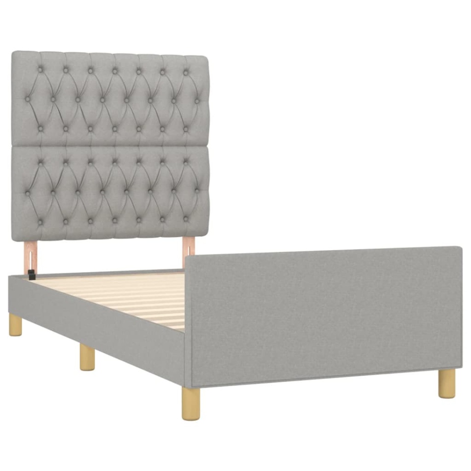 Cadru de pat fără saltea, gri deschis, 90x190 cm, textil - 3 | YEO
