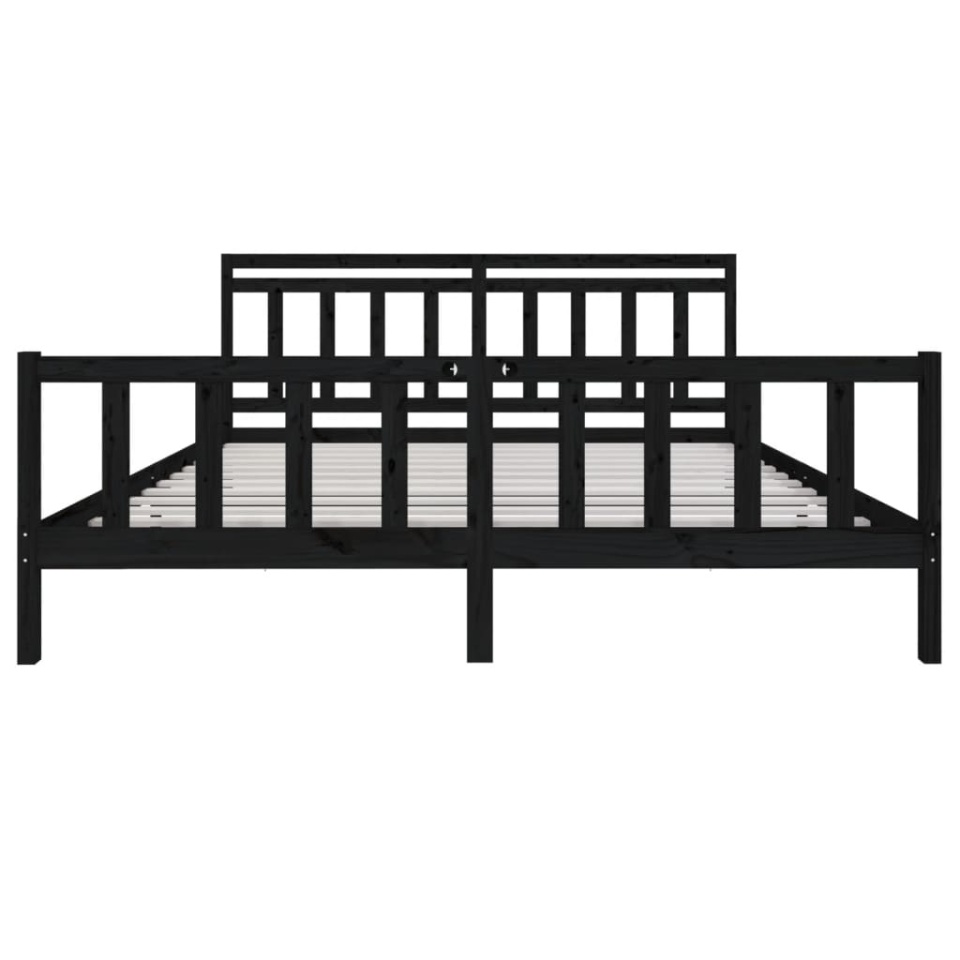 Cadru de pat, negru, 200x200 cm, lemn masiv - 3 | YEO