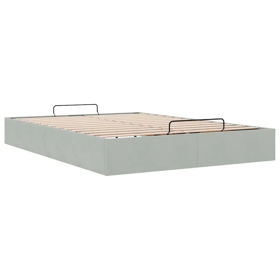 Cadru de pat otoman fără saltea Gri deschis 140x200 cm catifea - 3 | YEO