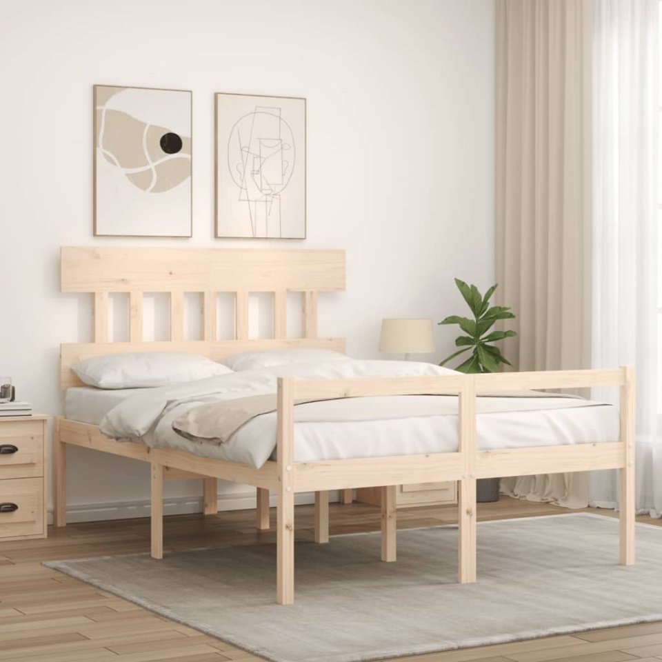 Cadru de pat senior cu tăblie, 140x190 cm, lemn masiv - 2 | YEO