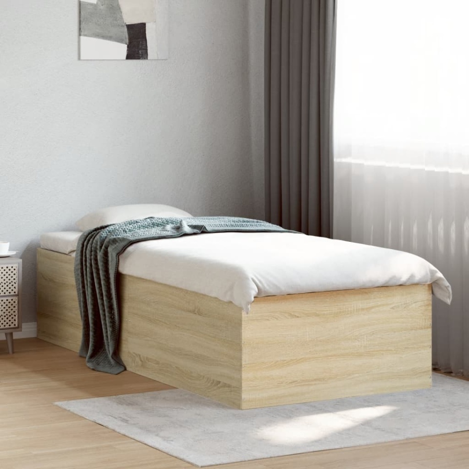 Cadru de pat, stejar sonoma, 90x200 cm, lemn prelucrat