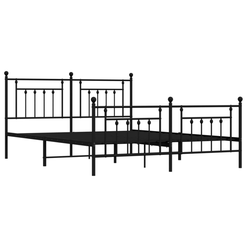 Cadru pat fără saltea, tăblie de picioare negru 180x200cm metal - 3 | YEO