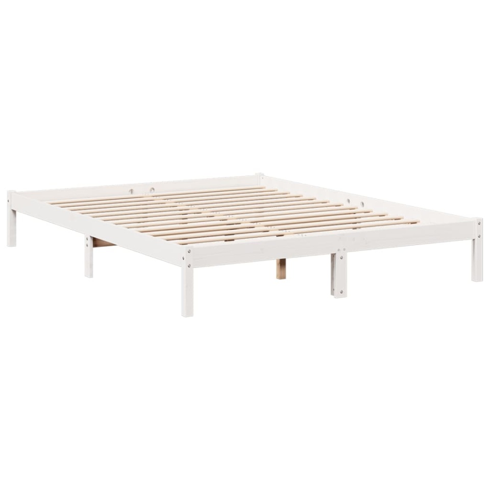 Cadru pat foarte lung fără saltea alb 160x210 cm lemn masiv pin - 2 | YEO
