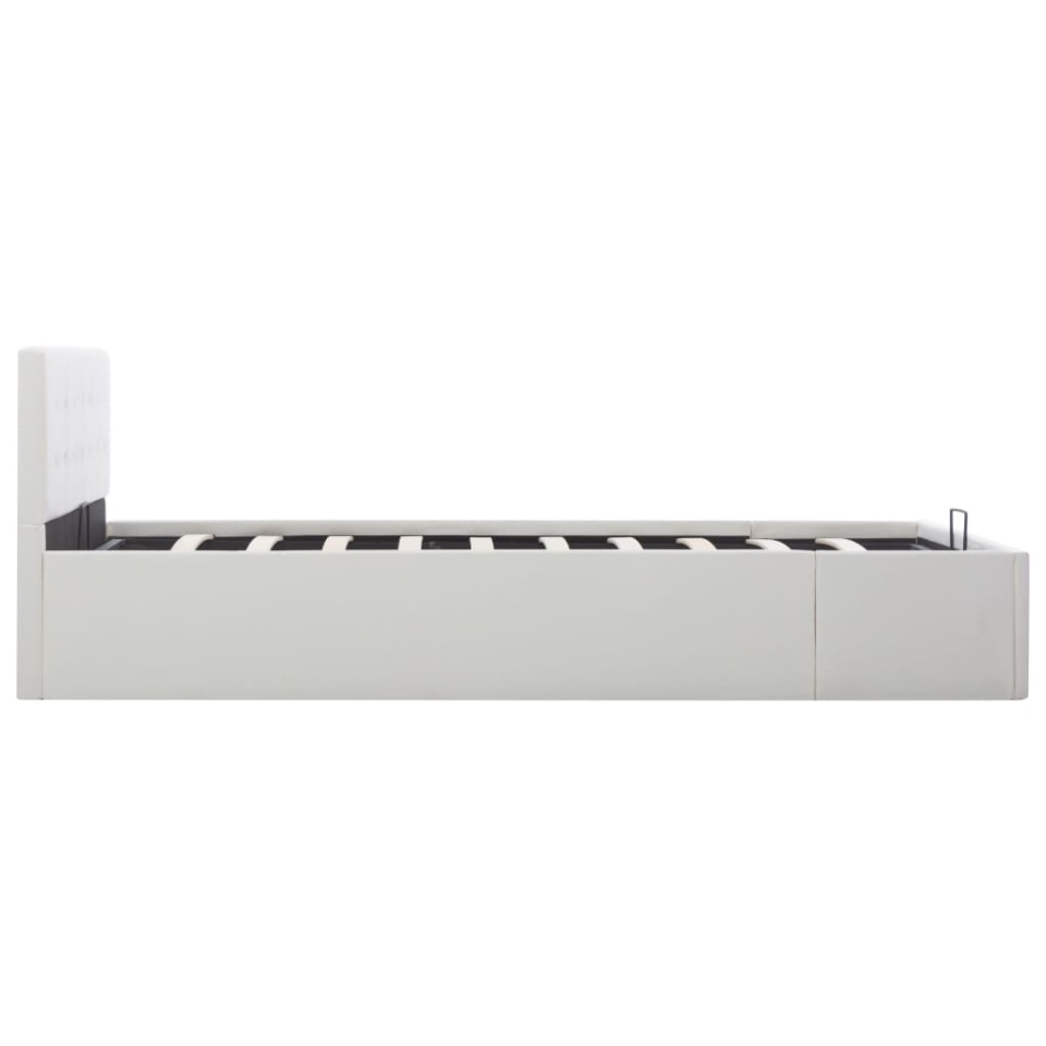 Cadru pat hidraulic, depozitare, alb, 140 x 200 cm, piele eco - 3 | YEO