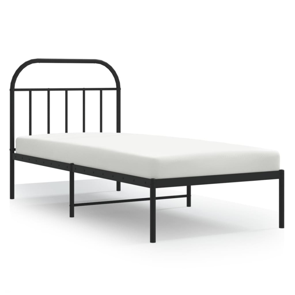 Cadru pat metalic cu tăblie, negru, 90x200 cm - 1 | YEO