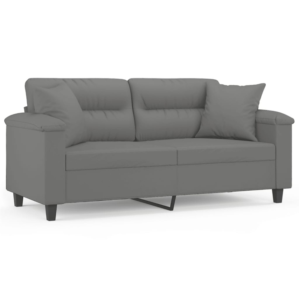 Canapea cu 2 locuri, cu perne, gri, 140 cm, microfibră - 1 | YEO