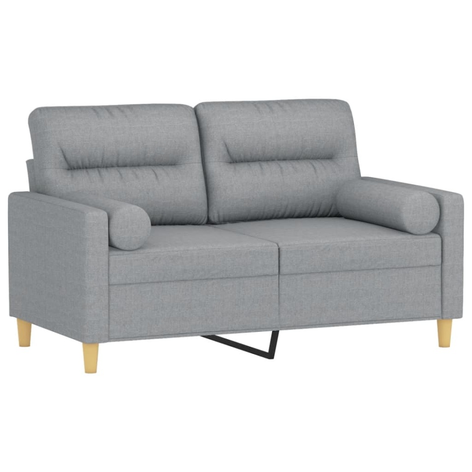 Canapea cu 2 locuri cu pernuțe, gri deschis, 120 cm, textil - 2 | YEO