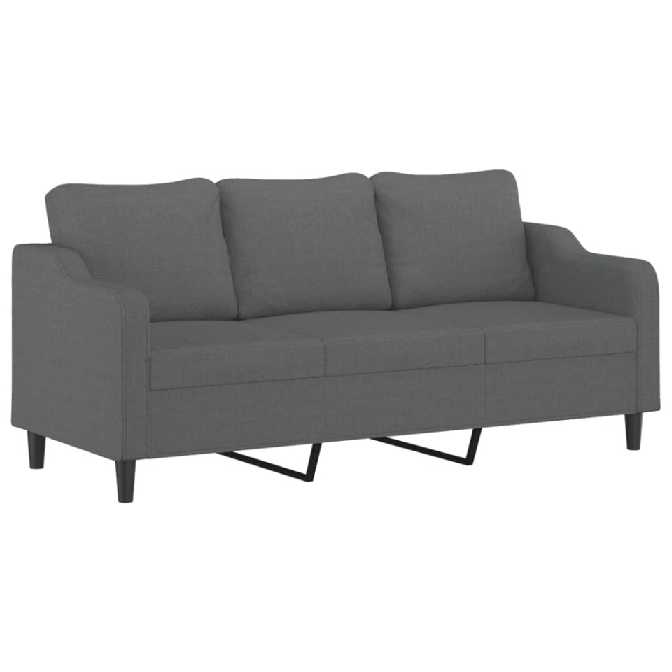 Canapea cu 3 locuri cu pernuțe, gri închis, 180 cm, textil - 3 | YEO
