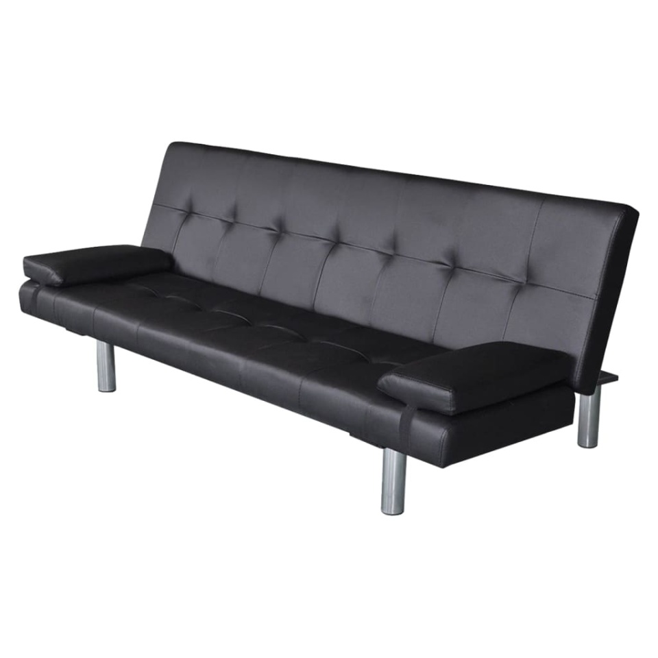 Canapea extensibilă 2 perne, piele artificială, reglabilă negru - 1 | YEO