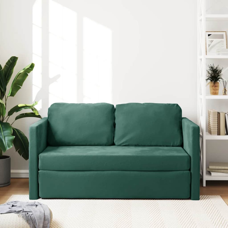 Canapea extensibilă de podea 2 în 1, verde închis, 122x204x55cm - 2 | YEO