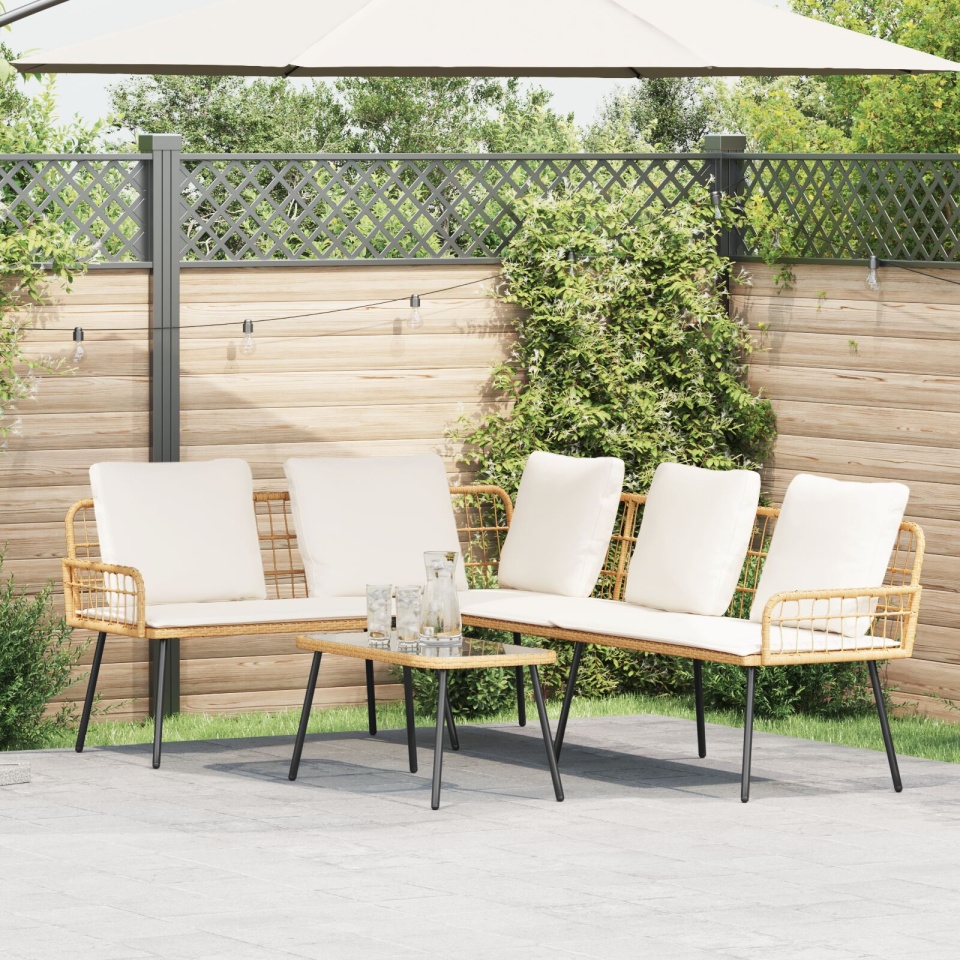 Canapea în formă de L Natural 231x173x78 cm Poliratan