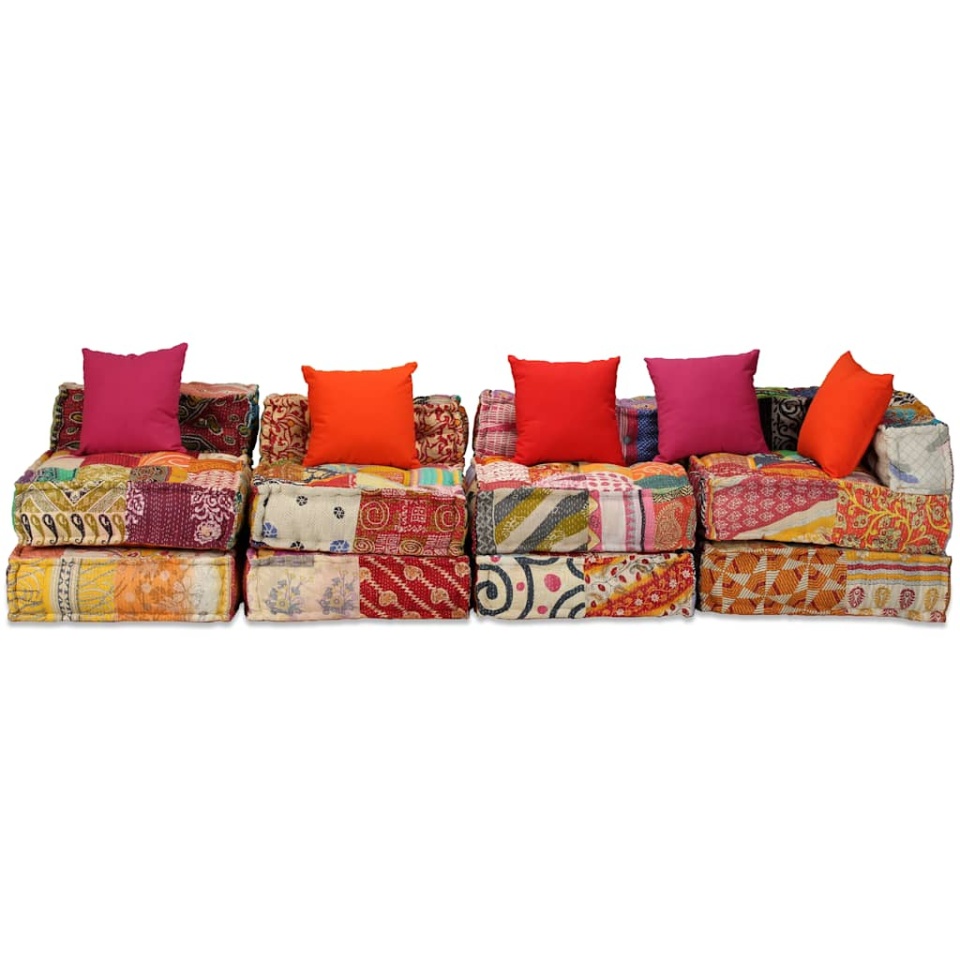 Canapea puf modulară cu 4 locuri, petice, material textil - 2 | YEO