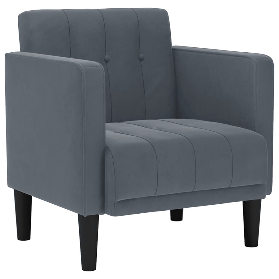 Canapea scaun cu cotiere, gri închis, 53 cm, catifea - 1 | YEO