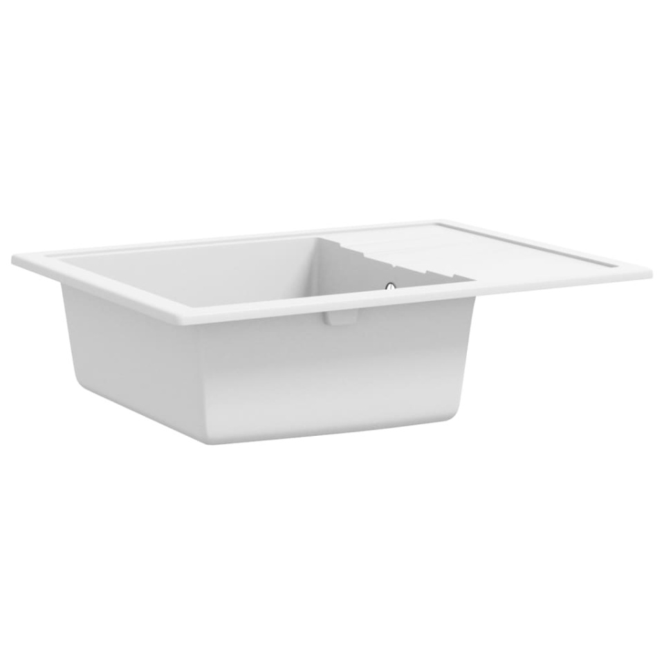 Chiuvetă de bucătărie cu orificiu de preaplin, alb, oval, granit - 3 | YEO