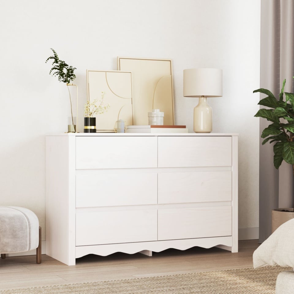 Comoda DRAMMEN Alb 111x43x73,5 cm Lemn Masiv Pin