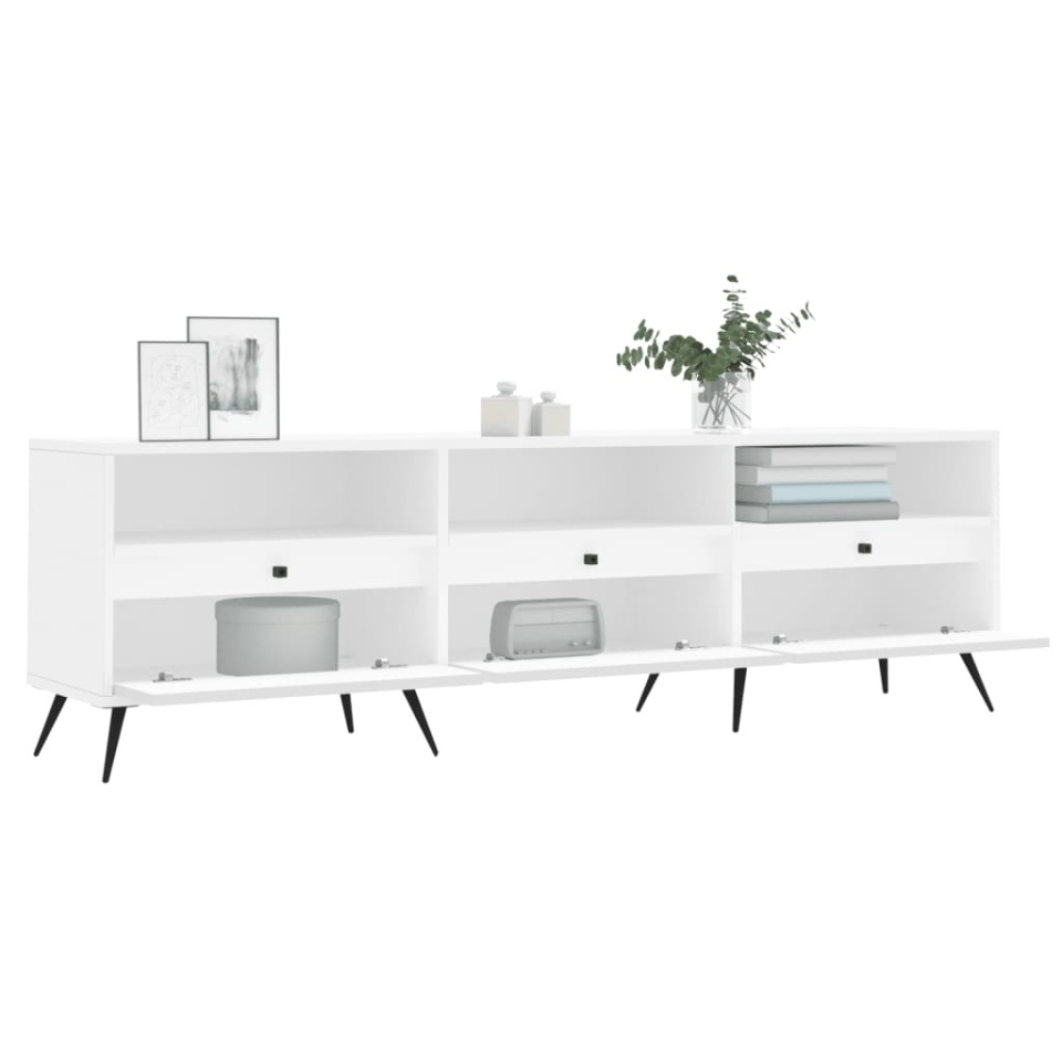 Comodă TV, alb, 150x30x44,5 cm, lemn prelucrat - 3 | YEO