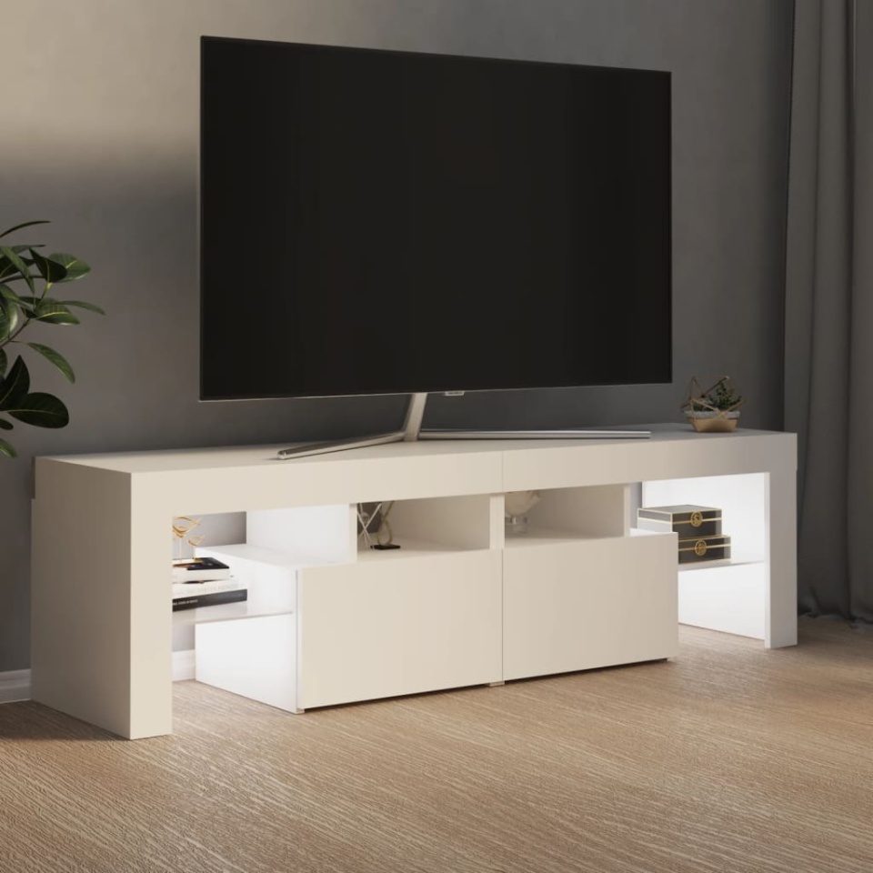Comodă TV cu lumini LED, alb, 140x36,5x40 cm - 3 | YEO