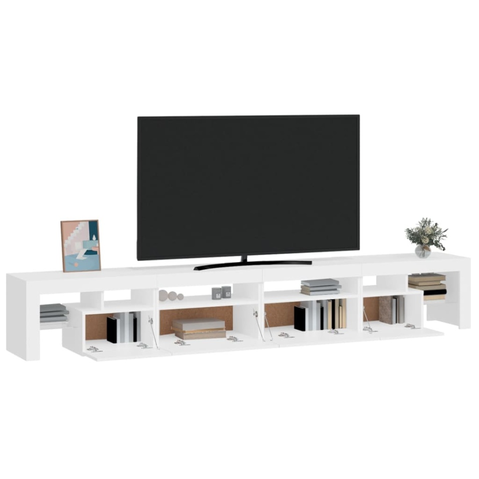 Comodă TV cu lumini LED, alb, 260x36,5x40cm - 4 | YEO