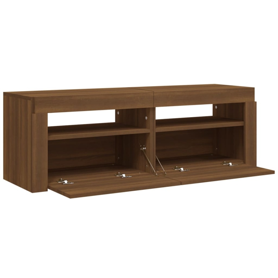Comodă TV cu lumini LED, stejar maro, 120x35x40 cm - 3 | YEO