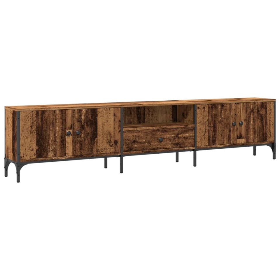 Comodă TV cu sertar, lemn vechi, 200x25x44 cm, lemn prelucrat - 1 | YEO