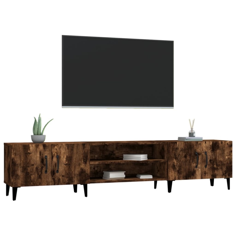 Comodă TV, stejar fumuriu, 180x31,5x40 cm, lemn prelucrat - 3 | YEO