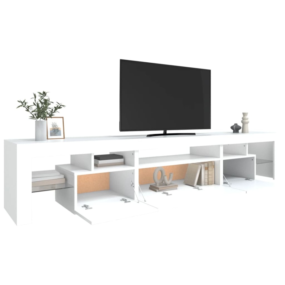 Comode TV cu lumini LED, alb，215x36,5x40 - 4 | YEO