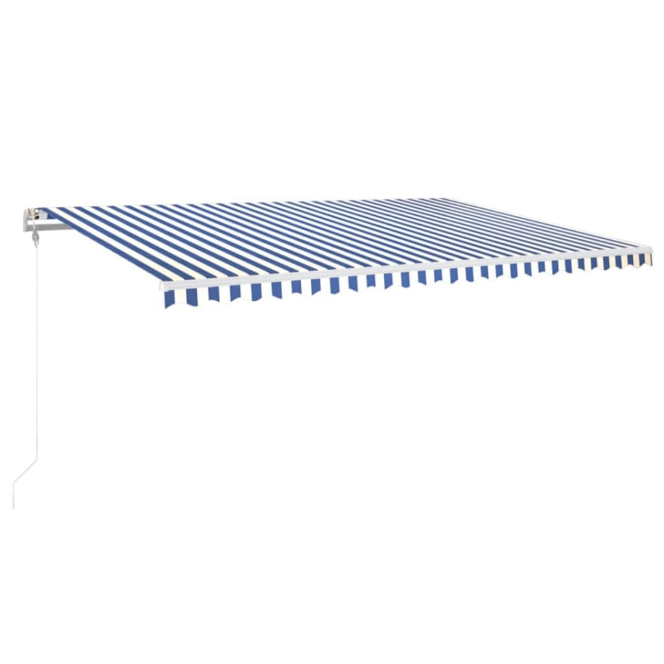 Copertină automată cu LED&senzor vânt, albastru&alb, 500x350 cm - 1 | YEO