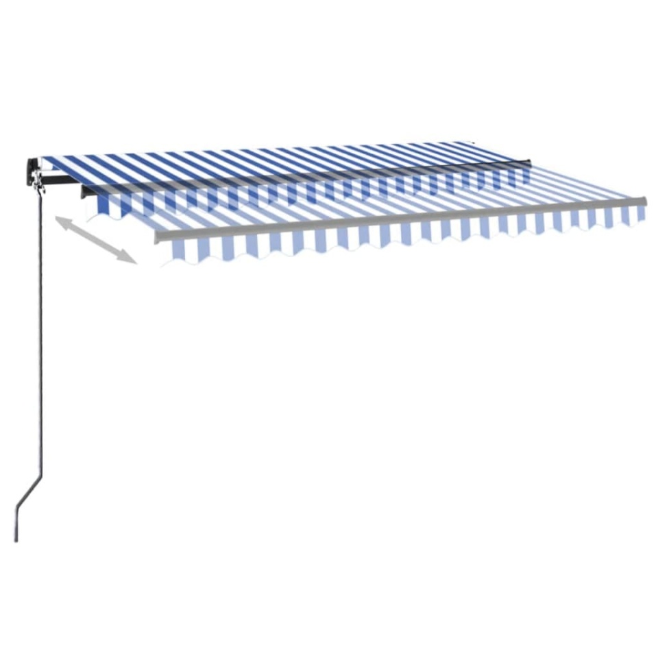 Copertină automată cu senzor vânt&LED, albastru/alb, 400x300 cm - 2 | YEO