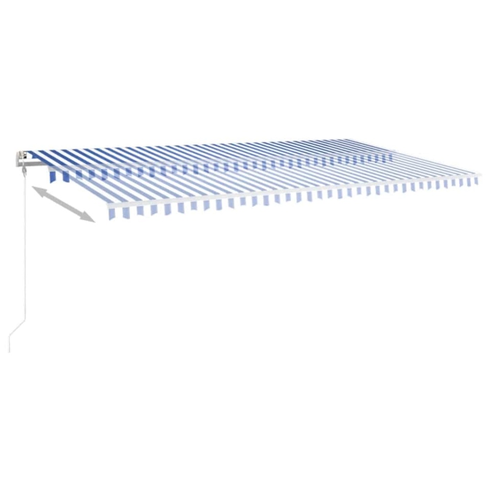 Copertină automată cu senzor vânt&LED, albastru&alb, 600x350 cm - 2 | YEO