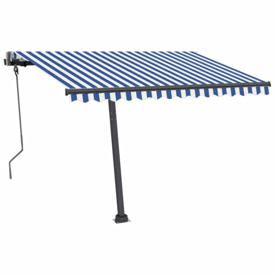Copertină autonomă retractabilă automat albastru&alb 300x250 cm - 1 | YEO