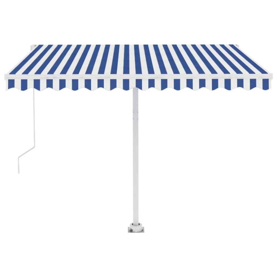 Copertină autonomă retractabilă automat albastru&alb 300x250 cm - 3 | YEO