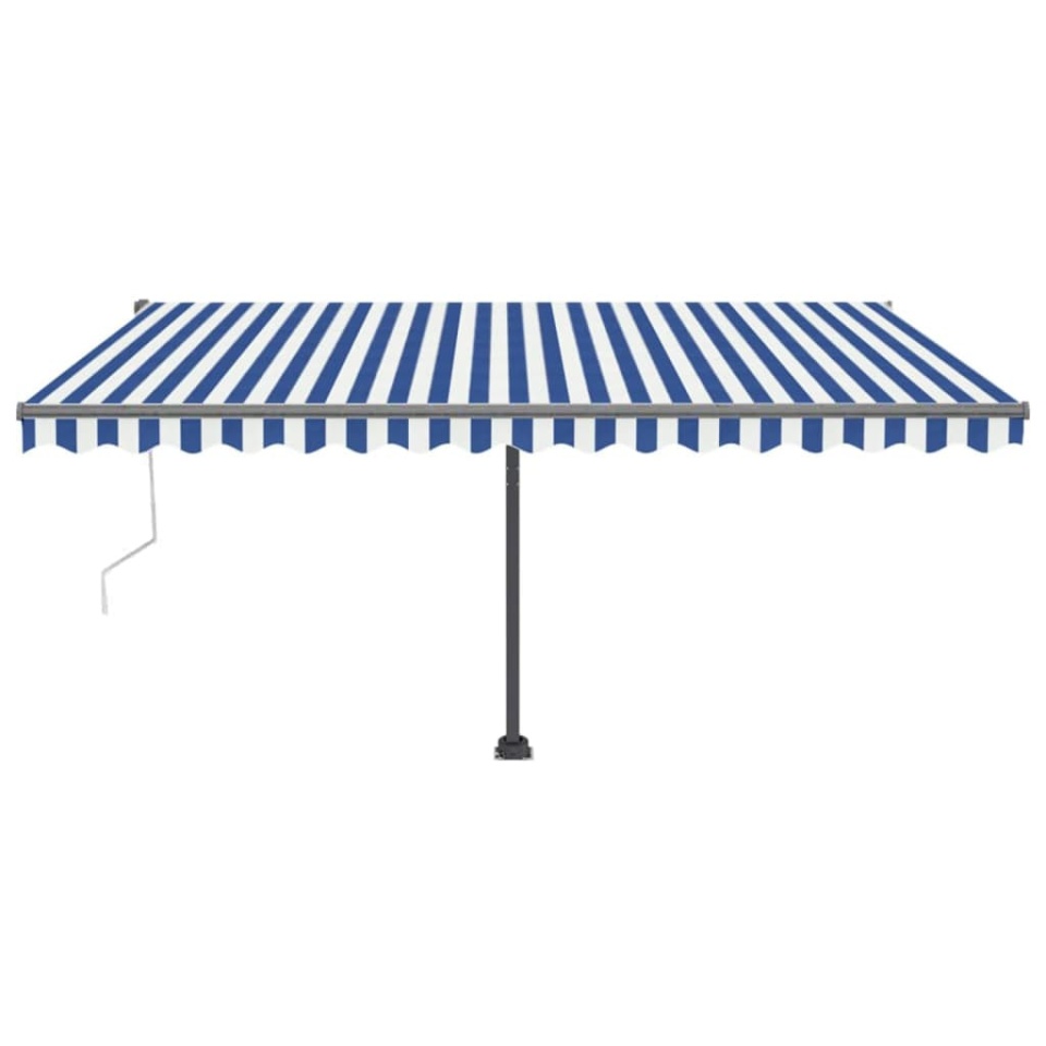Copertină autonomă retractabilă automat albastru&alb 400x300 cm - 3 | YEO